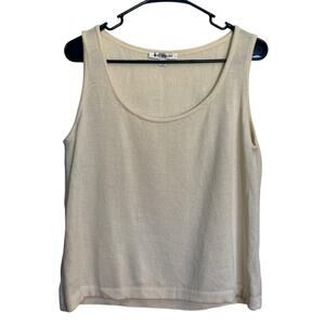 St. John Santana Knit Tank Top Shell Cream Ivory Sleeveless Minimalist Size M